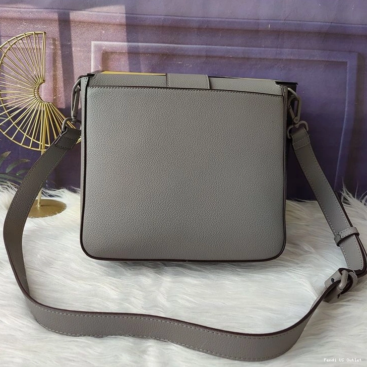 Affordable HOT Leather Romano In Fendi Grey Cuoio Medium Baguette Messenger 0723
